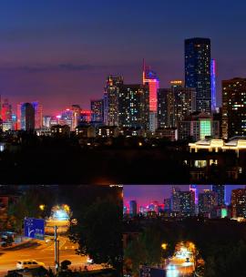 航拍大连夜景 城市夜景 航拍夜景高清在线视频素材下载