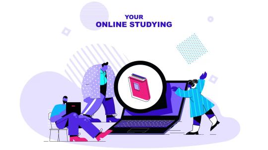 在线学习教育MG扁平卡通场景背景