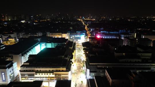 航拍江苏苏州观前街步行街夜景视频素材模板下载