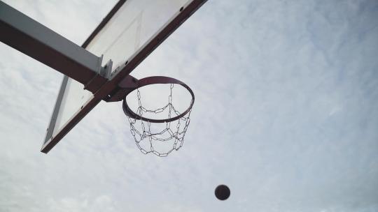 投篮篮球入网得分视频素材模板下载