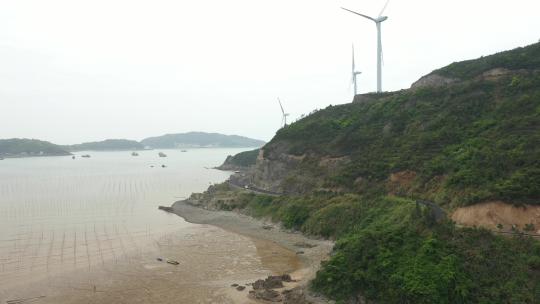 航拍浙江台州玉环市海滨风景