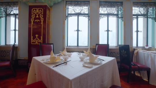 上海和平饭店华懋阁餐厅空镜视频素材模板下载