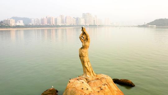 航拍珠海渔女雕像