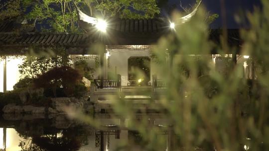 传统中式建筑凉亭晚上夜景视频素材模板下载