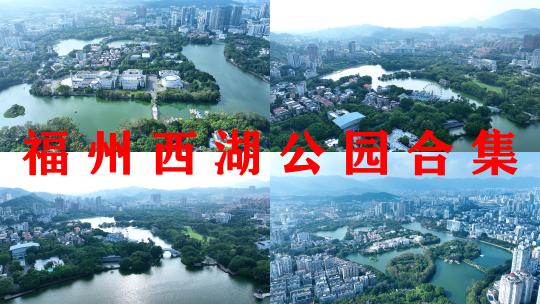 福州西湖公园合集航拍福建博物院城市风景高清在线视频素材下载