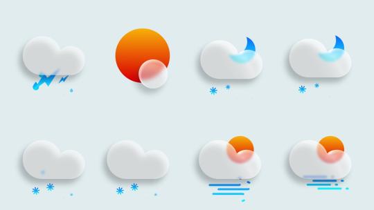 毛玻璃 - 天气类UI图标Icon