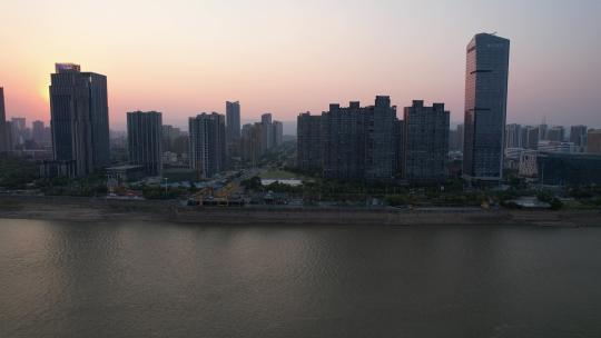 航拍江西南昌城市日落夕阳视频素材模板下载