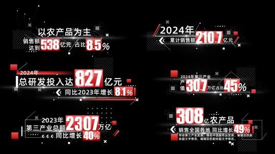 红色科技数据字幕条文字党政汇报AE模板