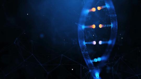 旋转的抽象 DNA 双螺旋结构的 3D 动画背景