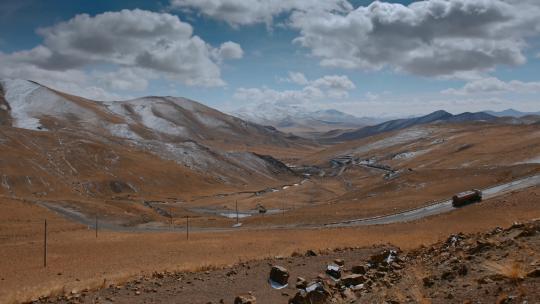 西藏旅游风光318国道公路冈底斯山脉延时