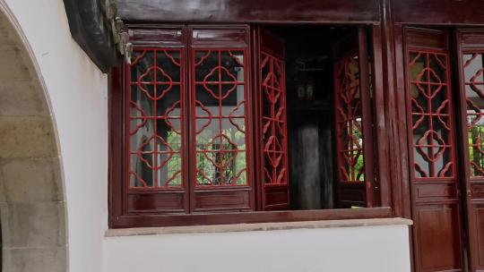 中式江南园林建筑门窗视频素材模板下载