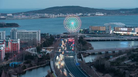 青岛西海岸海上嘉年华日转夜延时